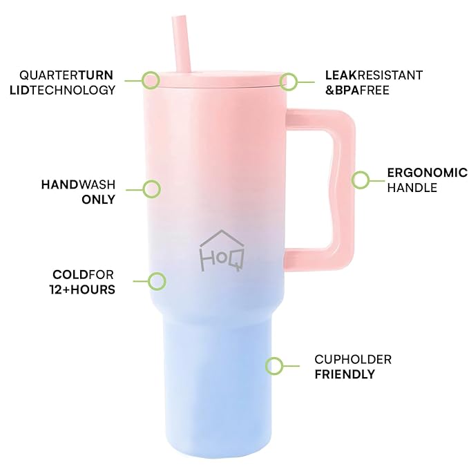 KitchenWala™ AquaGrip Premium Insulated Tumbler with Straw & Handle