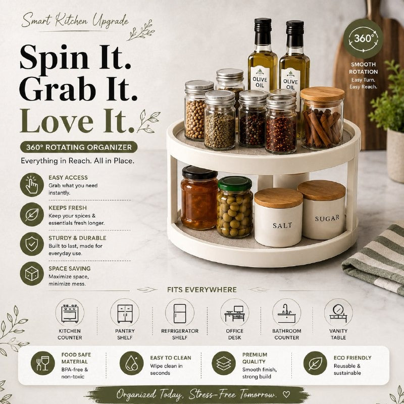 KitchenWala™ Spin & Grab 360° Rotating Kitchen Organizer 🌿🔄