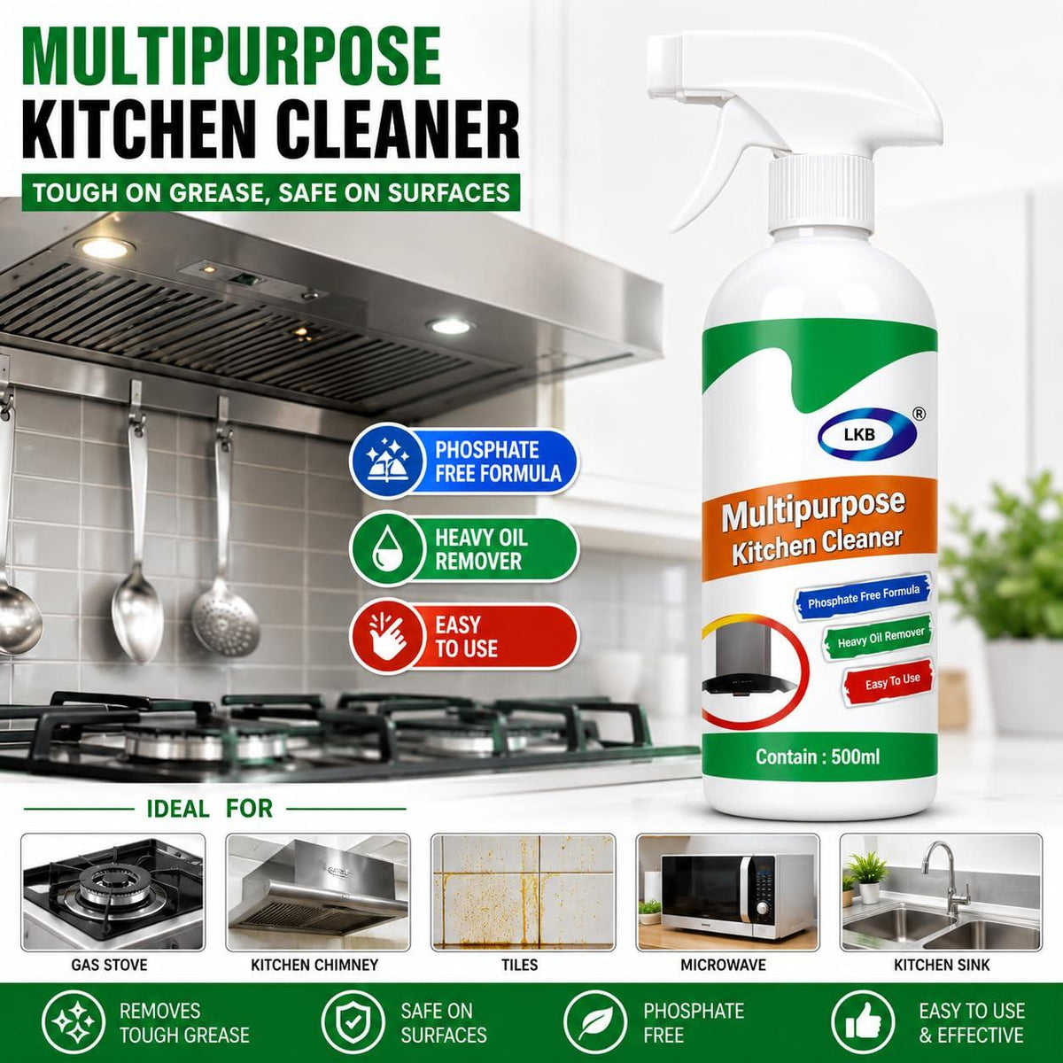 KitchenWala™ Ultra Magic Foam Kitchen Cleaner & Degreaser Spray (500ML)
